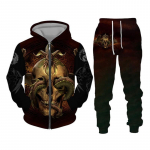 Pavasario rudens mada Laisvalaikio vyrų 3D spausdinta drakono megztinis su užtrauktuku gobtuvas ilgomis rankovėmis sportinių kelnių džemperis, dviejų dalių rinkinys 5XL