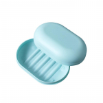 Sandari vandeniui atspari muilo dėžutė saldainių spalvos namų vonios ovalus muilo dėklas su dangteliu Kelioninis muilo laikiklis indų dėklas Ne&scaron;iojamas mados paprastas papuo&scaron;alų priedas &scaron;viesiai mėlyna spalva