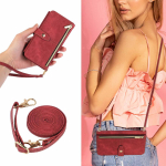 Skirta &bdquo;Google Pixel 9 Pro XL 9Pro Long Lanyard Crossbody Purse&ldquo; atverčiamas odinis telefono dėklas, skirtas &bdquo;Pixel9 8A 7A 7 Pro 6A 8Pro&ldquo; su užtrauktuku Piniginės kortelė Solt Stand Shell Google Pixel 6 raudona