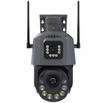 6 MP &bdquo;Wi-Fi&ldquo; kamera su dvigubu objektyvu PTZ 50x priartinantis dvipusis garsas, spalvotas naktinis matymas lauke, vandeniui atspari CCTV stebėjimo belaidė IP kamera