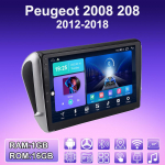 2 DIN Android Carplay Automobilinis Radijas Peugeot 2008 208 2012-2018 Multimedijos Grotuvas Pagrindinis Blokas Stereo GPS Navigacija BT WIFI 2+32GB 1+16GB