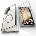 360&deg; visi&scaron;kai uždaro objektyvo stiklas, skirtas Samsung Galaxy S25 S24 S23 S22 S21 Ultra Plus dėklas Aliuminio lydinio magnetinis Magnetinis apsauginis dangtelis For Samsung S22 Ultra sidabras