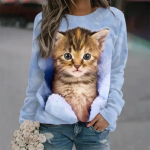 &bdquo;Kawaii Cat&ldquo; moteri&scaron;ki mar&scaron;kinėliai, 3D spausdinti laisvalaikio mar&scaron;kinėliai ilgomis rankovėmis, negabaritiniai &bdquo;Harajuku&ldquo; megztiniai, drabužiai, kasdienė palaidinė, moteri&scaron;ka, laisva vir&scaron;utinė dalis S
