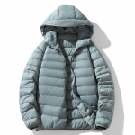 Lengva žieminė pūkinė striukė Vyri&scaron;ka nauja pūkinė striukė su gobtuvu Žieminė balta pūkinė striukė su gobtuvu Paprasti vyri&scaron;ki laisvalaikio drabužiai M