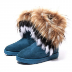 Mada Australija Mada Žieminiai Moteri&scaron;ki Batai Kailiniai Vandeniui Atsparūs &Scaron;ilti Moteri&scaron;ki Sniego Batai Įsispiriami Plok&scaron;čiapadžiai Vienspalviai Ankle Boots Z486 35 5.5 mėlyna