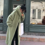 2024 m. rudens ir žiemos naujos imitacijos audinės kailis pastorintas laisvas pliu&scaron;inis, ilgas paltas moteri&scaron;kas XXL žalia