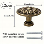 12 vnt. Antikinės bronzos spintelių rankenėlės, Vintažinio kaimi&scaron;ko stiliaus stalčių rankenėlės, 0,98*1,38 colio, spintelėms, drabužių spintai, komodai, su varžtais 12-Pack bronza