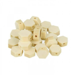 Perles en bois - ARTEMIO - Hexagonales - 10x4,7mm - Marron - Lot de 25 pi&egrave;ces