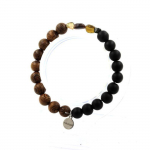 Pierres et Min&eacute;raux. Bracelet Tourmaline multicolore du Br&eacute;sil + Perles Onyx noir mat + Fabriqu&eacute; en France.