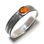 Baltic Amber Gemstone Handmade 925 Sterling Silver Cuff Bangle 7.5 f5u68