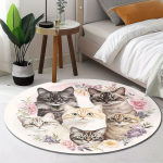 Katės dizaino ra&scaron;tas apvalios formos grindų kilimėliai virtuvė prie&scaron;kambaris bėgimo kilimėlis miegamasis svetainė mink&scaron;tas kilimas neslystantis plotas kilimėlis 150X150cm
