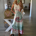 GMXIA Moteri&scaron;kos mados vasaros pavasario vienspalvės spausdintos laisvalaikio suknelės be rankovių su i&scaron;kirpte auk&scaron;tu juosmeniu S balta