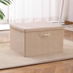 Ne&scaron;iojama medvilnės ir lino laikymo dėžė su dangčiu drabužiams ir žaislams, sulankstomas spintelės organizatorius Super Large 50x40x30 cm