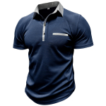 Vyri&scaron;ki vasariniai polo mar&scaron;kinėliai trumpomis rankovėmis apykakle su 3 mygtukais, spalvos blokuojantys mar&scaron;kinėliai Slim Fit, laisvalaikio vyri&scaron;ki drabužiai S