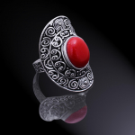 Red Coral Handmade 925 Sterling Silver Jewelry Ring Size 10 w8b05