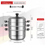 Didelis 304 nerūdijančio plieno 3 sluoksnių garintuvas puodas indukcinėms ir dujinėms viryklėms