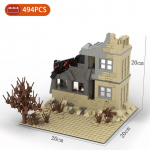 MOC Dalys Karinis Mū&scaron;io laukas II Pasaulinis karas Griuvėsiai Ginklai Tvirtovė Bunkerio Modelis Statybiniai blokeliai Armijos Architektūros Kaladėlės Žaislas Vaikui Dovana