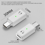 Type-C laidinės ausinės Garso Aux adapteris Lightning skirtas iPhone, iPad, MacBook ne&scaron;iojamam kompiuteriui, laidinių ausinių keitiklis Otg balta