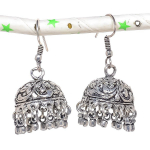 Natural Indian Look Jhumki Gemstone Silver Tribal Bali Earring 1.69 h4s80
