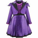 Vaikams Mergaitėms Paaugliams Vampyro Violetinė Ilgomis Rankovėmis Suknelė Striukė Paltai Rinkinys Apranga Helovino Cosplay Kostiumas 110cm violetinė