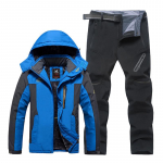 Didelio dydžio 9XL lauko striukė ir kelnės vyrams, žieminis, su pliusiniu pamu&scaron;alu, pastorintas alpinizmo kostiumas, striukė, kelnės, įskaitant diržą, kostiumas XL