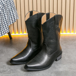 Madingi kauboji&scaron;ki batai vyrams juodi rudi mediniu padu siuvinėti iki pusės blauzdos riterio batai vakarieti&scaron;ki Chelsea batai dydis 38-46 vyri&scaron;ki batai 38