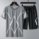 Vyri&scaron;kų mar&scaron;kinėlių rinkinys Oversize 6XL 7XL 8XL &Scaron;ortai Mar&scaron;kinėlių kostiumas Didelio dydžio Trumpomis rankovėmis Juodi mar&scaron;kinėliai Vasaros mada Laisvi XL pilka