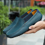 Natūralios Odos Kvėpuojantys Mocasins Atsitiktiniai Loafers Odiniai Batai Vyrams Įslystami Formalūs Italijos Vairavimo Plok&scaron;čiapadžiai Chaussure Homme 41 mėlyna