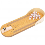 Jeu de bowling - ZGEER - Mini jeu en bois - 29,5 x 10 cm - Pour enfants &agrave; partir de 3 ans - Int&eacute;rieur žalia/natūrali