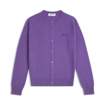 Miu Miu liekninantis kardiganas: Apvalios kaklo ilgomis rankovėmis su logotipu 42 violetinė