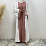 Ramadan Eid Musulmon Abaya Dubai Prabangus Sujungimas Netikras dviejų dalių Abayas Moterims Kaftan Kukli suknelė Islam Caftan Marocain XXL ruda
