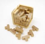 Masajikiya Tetris kubo dėlionė, medinė dėlionė, 3D dėlionė, 3D dėlionės žaidimas suaugusiems, i&scaron;&scaron;ūkis smegenų treniruotei, T formos, 54 dalys, dėlionė