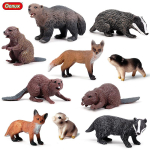 Oenux 10 vnt. Maži mi&scaron;ko gyvūnai Simuliacija Zoologijos sodas Lapė Kiaulė Grizlis Bebras Modelis Veiksmo figūrėlės Edukacinis Mielas Vaikų žaislas Kalėdų dovana black