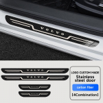 Automobilio nerūdijančio plieno durų slenksčio apsauginė plok&scaron;telė, skirta VOLVO XC60 XC90 S60 S90 V60 V90 EX30, Anglies pluo&scaron;to slenksčio apsauginė lipdukas gray