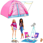 Barbie miela rožinė palapinė ir stovyklavimo rinkinys, kaip matyti filme, 2 lėlės ir aksesuaras 3 bei HGC18 / &bdquo;Barbie&ldquo;! [Apsirengiama lėlė] [Su žaidimų rinkiniu] [Nuo amžiaus] rožinė