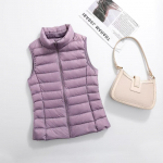 MADA Pavasaris, ruduo žiema moteri&scaron;ka pūkų liemenė lengva baltų ančių pūkų liemenė trumpa berankovė liemenė liekninanti plona korėjieti&scaron;ko stiliaus madinga 4XL &scaron;viesiai violetinė spalva