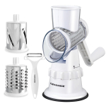KLEVA Super Slicer plonam pjaustymui ir su trimis nerūdijančio plieno lengvai besisukančiais daržovių ir Puiki dovana [Oficialus] Slicer, Laiką taupantis tarkavimas, balta
