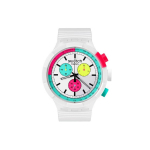 SWATCH Unisex 47mm Baltas laikrodis SB06W100 SB06W100 White
