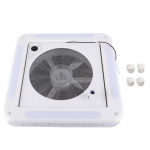 RV stogo ventiliatorius 12V 360x360mm 10 menčių Dviejų režimų oro įleidimo anga 4 LED lemputė, skirta kemperio priekabai RV vonios kambario stogo ventiliatorius balta