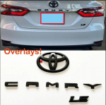 CKMY4 ABS automobilio logotipo juodas uždengimo dangtelio ženklelio rinkinys tinka Toyota 2018-2024 Camry XLE SE LE automobiliui accesorios PT948-03191-02 Matte black