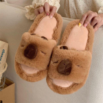 Ry&scaron;kios kawaii kapibaros &scaron;lepetės moterims žiemos pliu&scaron;inės &scaron;lepetės namų &scaron;lepetės moterims juokingi gyvūnai purios &scaron;lepetės patalpų &scaron;lepetės 36-37