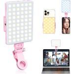 Asmenukės &scaron;viesa, telefono &scaron;viesa su priekiniu ir galiniu spaustuku, 60 LED ne&scaron;iojama &scaron;viesa su 3 režimais, 5000mAh įkraunama vaizdo &scaron;viesa telefonui, iPhone, iPad, rožinė