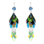 Les Tr&eacute;sors De Lily [Q1048] - Dormeuses Cr&eacute;ateur 'Acapulco' bleu vert argent&eacute; - 65x18 mm mėlyna