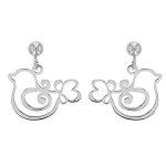 Les Tr&eacute;sors De Lily [Q9347] - Boucles d'oreilles artisanales argent 'Oiseau' argent&eacute; (rhodi&eacute;) - 20x17 mm
