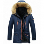 Parka Vyri&scaron;ki Paltai Žieminė Striukė Vyrams Lieknas Sutir&scaron;tintas Kailis Su Gobtuvu &Scaron;ilti Vir&scaron;utiniai Drabužiai Drabužiai Vyri&scaron;ki Apsauginiai nuo Vėjo XXXL mėlyna