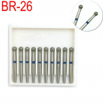 10 vnt Dental FG Burs 1,6mm Dentist Instrument Dentistry Lab High Speed ​​Deimantinis poliravimo vidutinis grąžtas BR-26 BR-26 mėlyna