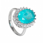Gica Gema Classic 925 Sterling Silver Žalia Mėlyna Žiedai Prabangūs Paraiba Ovalios Formos Smulkios Pir&scaron;tų Papuo&scaron;alai Vestuvinė Moteri&scaron;ka Dovana US 10