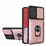 Stumdomos kameros smūgiams atsparus &scaron;arvų dėklas, skirtas Samsung Galaxy A53 A73 A33 A13 A12 S21 S22 Redmi Note 11 10C iPhone 13 12 11 Pro Max kortelės laikiklio stovo dangtelis Samsung Galaxy A13 4G rožinio aukso spalvos
