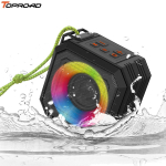 TOPROAD vandeniui atsparūs &bdquo;Bluetooth&ldquo; garsiakalbiai IP65 ne&scaron;iojamieji mini belaidžiai stereo žemųjų dažnių lauko dviračio garsiakalbiai kolonėlės palaikymas FM radijo LED RGB lemputės