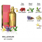 MY CHARM kvepalų vanduo moterims ir 10 rū&scaron;ių kvepalų serija Millenium jūsų pasirinkimui My Charm 100 ML auksas